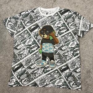 Hustle Gang Graphic Bear T-Shirt Men's 3XL All Over Print Streetwear Hip Hop Tee